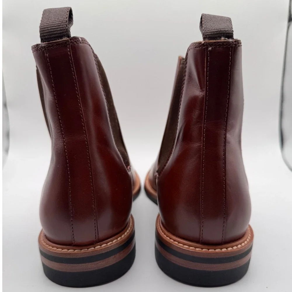 Nisolo‎ All Weather Chelsea Boot Brandy Red Brown Leather Men's 8.5 New Pull-On